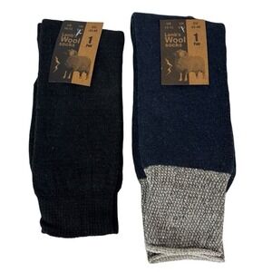 Lamb's Wool Blend Socks NEW Men's US 10-13 Lot of 2 Blue Gray Calf Length
